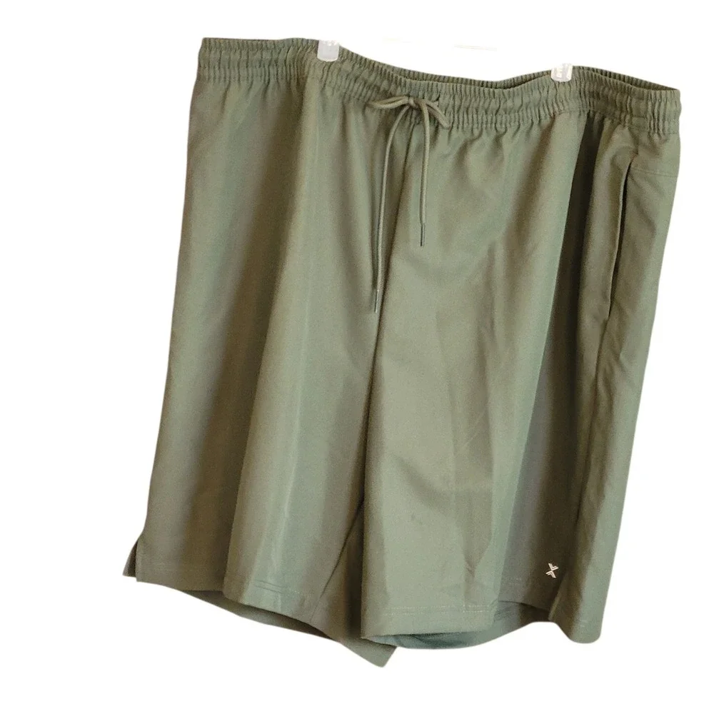 Xersion Mens Athletic Shorts Elastic Waist Drawstring Size XL Navy & Green New